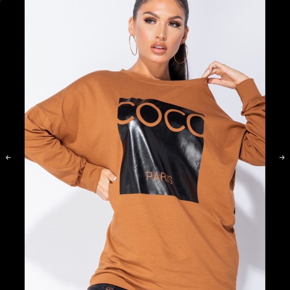 Camel Coco Print Oversized Sweatshirt